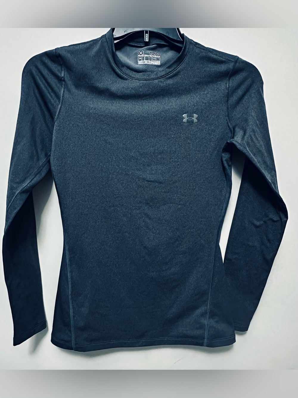 Under Armour ColdGear Fitted Long Sleeve Mock Neck Shirt Gray Medium MD (0129)
